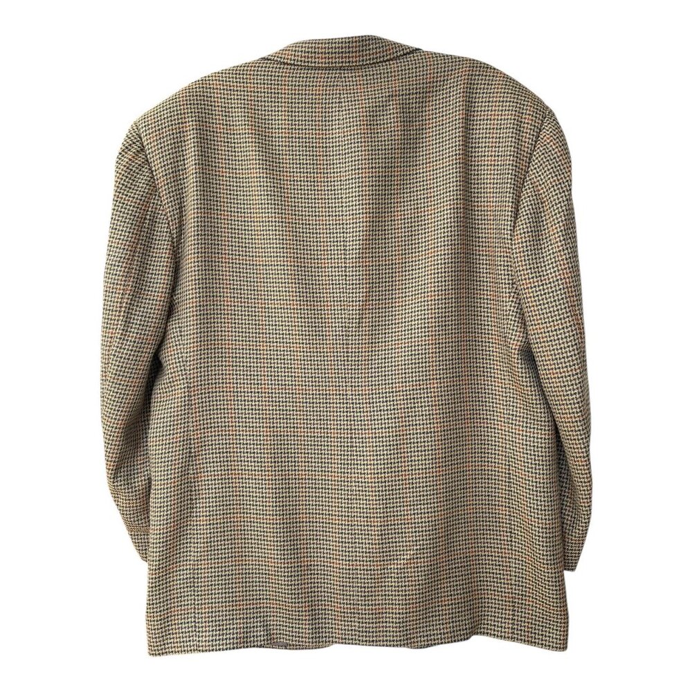 David G. Cotugno Mens 2 Button Silk Wool Blazer Jacket Beige Yellow Houndstooth - Picture 2 of 14
